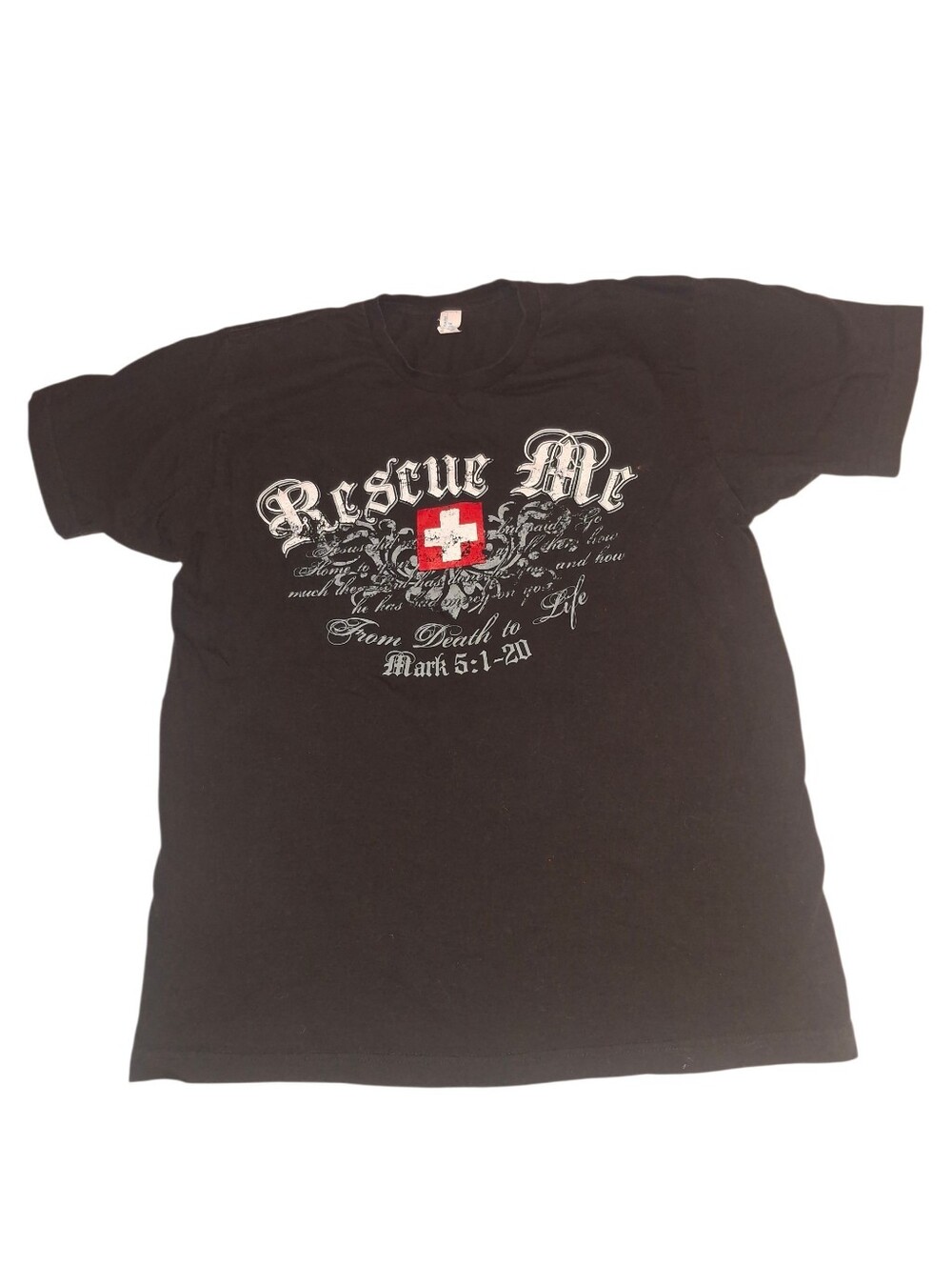 Black Graphic Shirt Christian Alt Size L Rescue Me